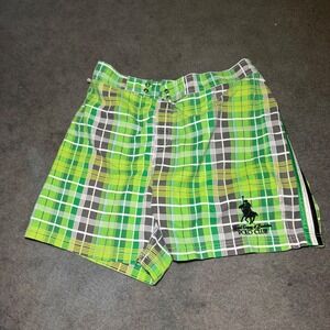 Royal County of Berkshire‎ Polo Club Mens Green Plaid Swim Trunks Shorts Size M